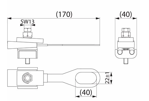 Aluminum tension clamp for anchoring 2-core overhead cables to telephone poles or walls with standard hooks Details Image