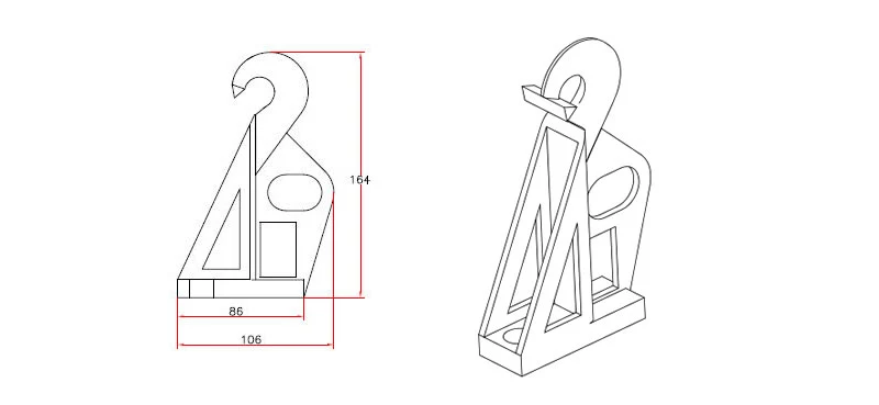 CS1500 FTTH ADSS Fiber Optical Fixation Galvanized Steel Hook Drop Cable Anchor Clamp Bracket For Hanging Clamp dimensions