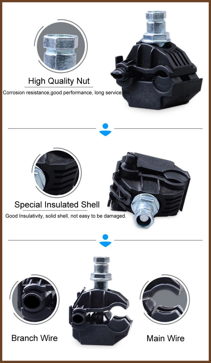 Detail drawing of insulation piercing connector 16-95mm2 UV thermoplastic for overhead ABC cable
