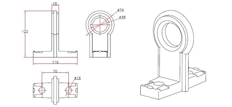Pole Mounted Aluminium Alloy Round Suspension Clamp Bracket Used with Tension Anchor Clamp For LV overhead ABC Cable Dimensions