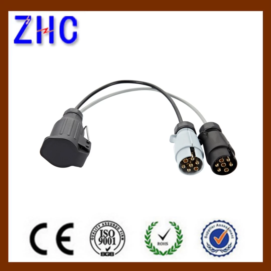 12V  7P Male &amp; 13P Female Cable Extension Cord  PVC RVV Cable  Plastic Trailer Connector